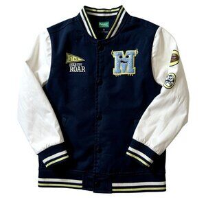 365 Kids Let Me Roar Navy & White Varsity Jacket Boys Size 8